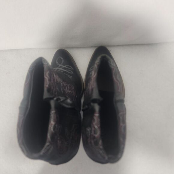 Guess By Marciano Black Floral Zip Up Ankle  Cowgirl Boots Pointed Toe 8 - Picture 5 of 10